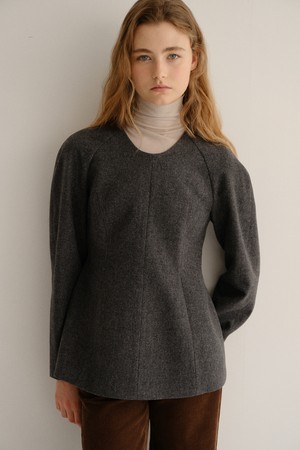 wool silhouette blouse (charcoal)