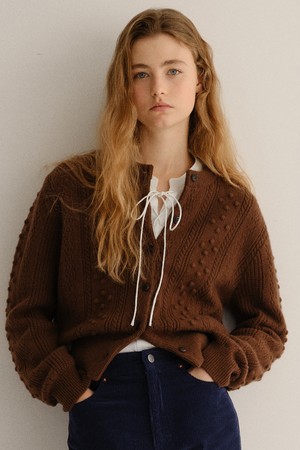 vintage cable knit cardigan (brown)