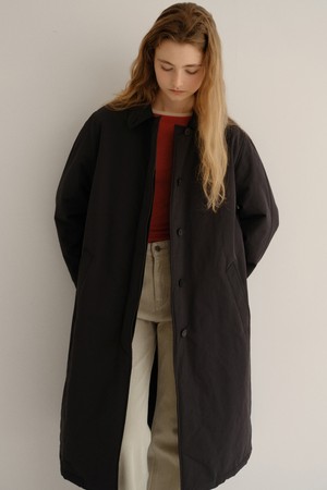 padded trench coat (black)