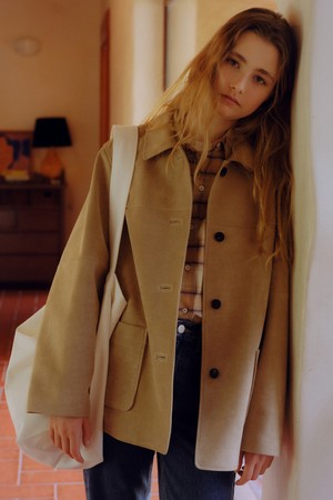 suede single half jacket (sand beige)