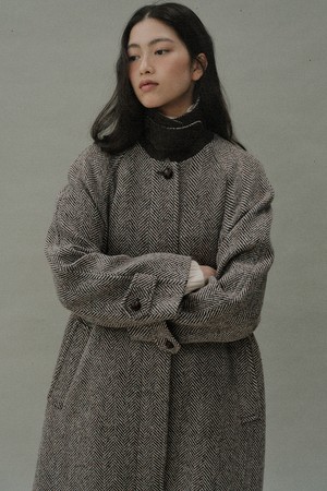 [24winter] wool herringbone balmacaan coat (brown)