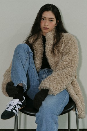 [24winter] faux fur single coat (beige)