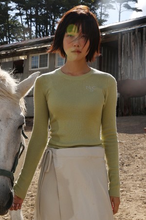 NSC 핫픽스 로고 슬림 니트 (Light Green)_GREEN-a