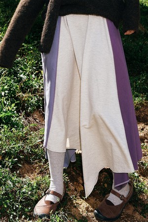 믹스 컬러 언발란스 스커트 (Purple)_PURPLE-a