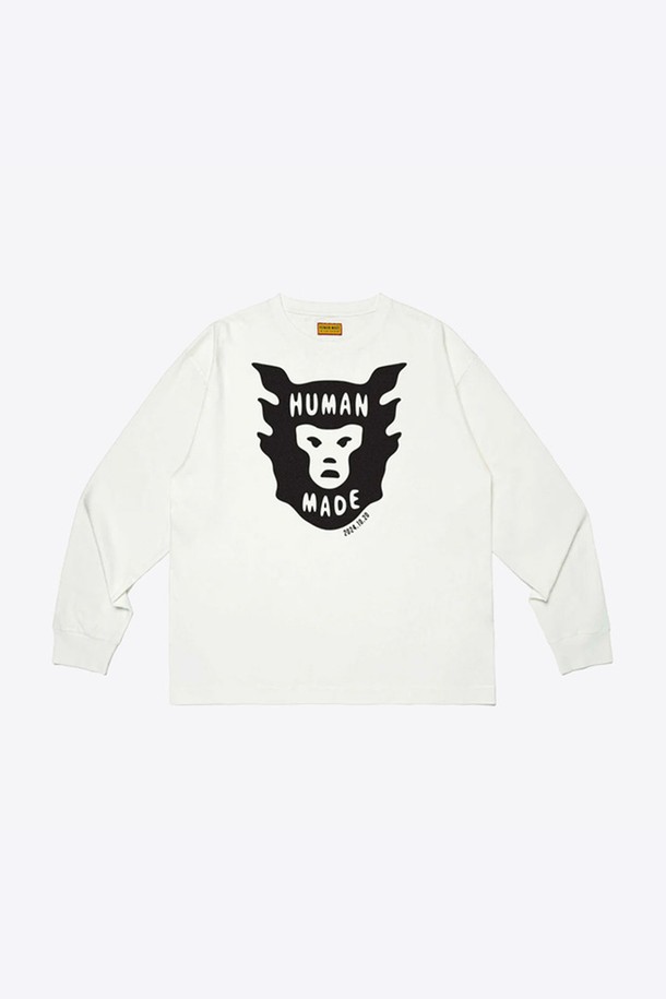 HUMAN MADE - 긴팔티셔츠 - 휴먼메이드 데일리 롱슬리브 티셔츠 (화이트) HM28CS1005