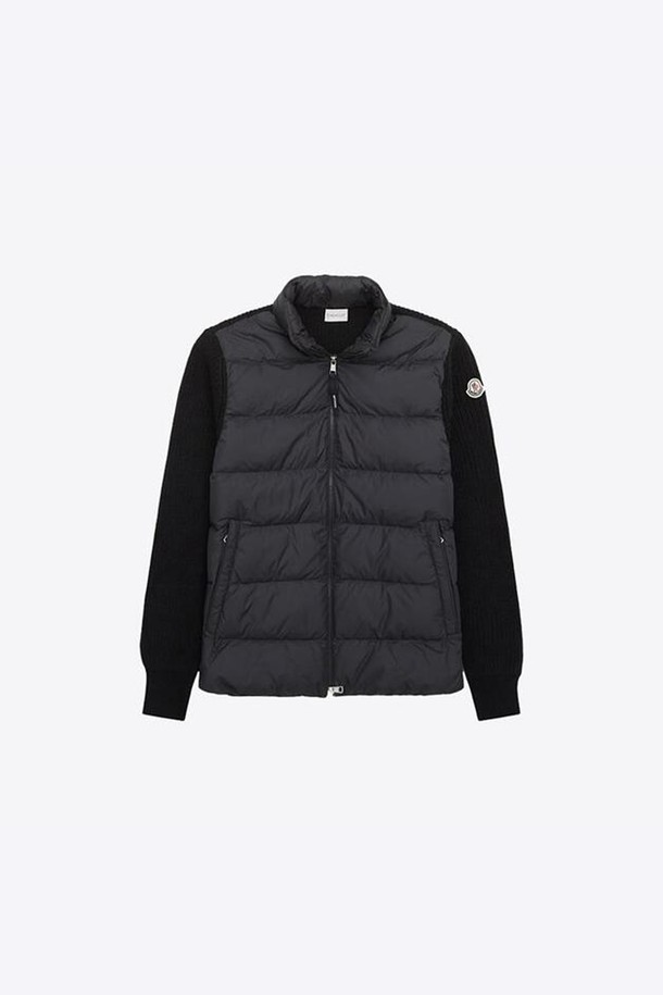 MONCLER - 다운/패딩 - 몽클레어 남성 암로고 패치 패딩 울 믹스 후드 자켓 (블랙) 9B00032 M1131 999