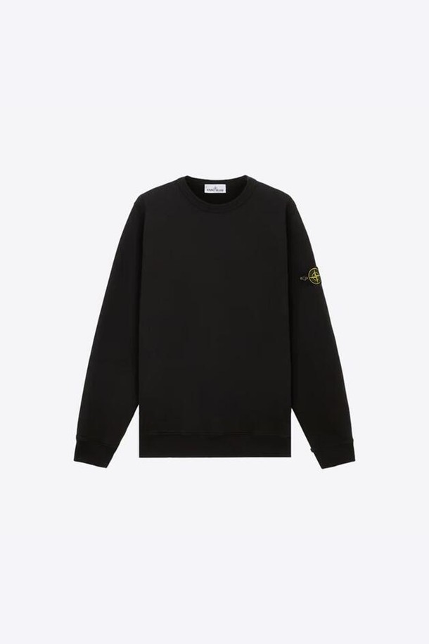 STONE ISLAND - 스웨트셔츠 - 스톤아일랜드 남성 브러쉬드 코튼 맨투맨 (블랙) 811562420 V0029