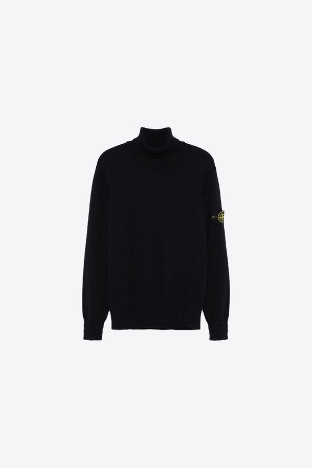 STONE ISLAND - 스웨터 - 스톤아일랜드 남성 코튼 터틀넥 니트 블랙 8115505A2 V0029