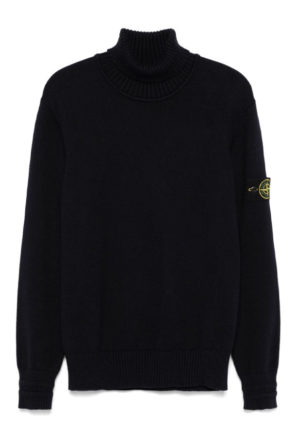 STONE ISLAND - 스웨터 - 스톤아일랜드 남성 코튼 터틀넥 니트 블랙 8115505A2 V0029