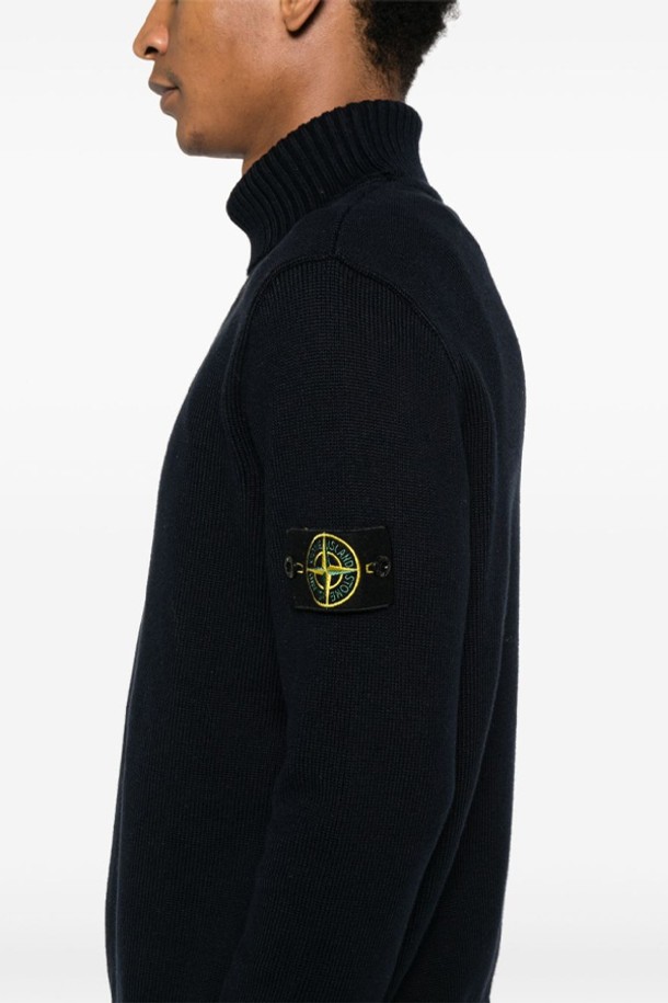 STONE ISLAND - 스웨터 - 스톤아일랜드 남성 코튼 터틀넥 니트 블랙 8115505A2 V0029