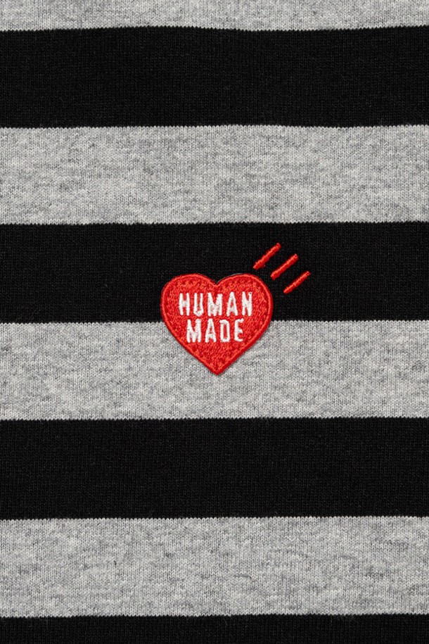 HUMAN MADE - 긴팔티셔츠 - 휴먼메이드 스트라이프 롱슬리브 티셔츠 (그레이) HM28CS039