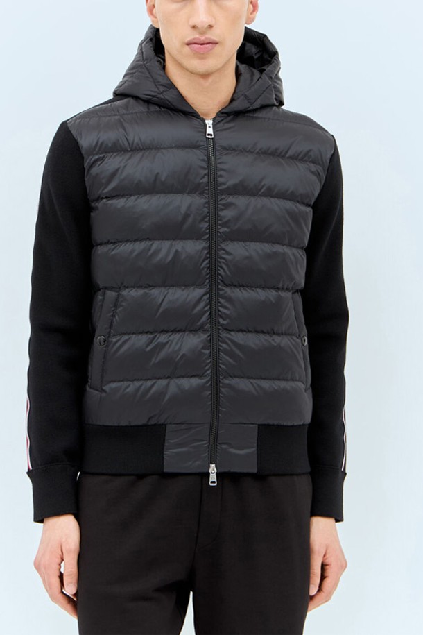 MONCLER - 다운/패딩 - 몽클레어 남성 암로고 패딩 울 믹스 후드 자켓 (블랙) 9B00022 M1131 999