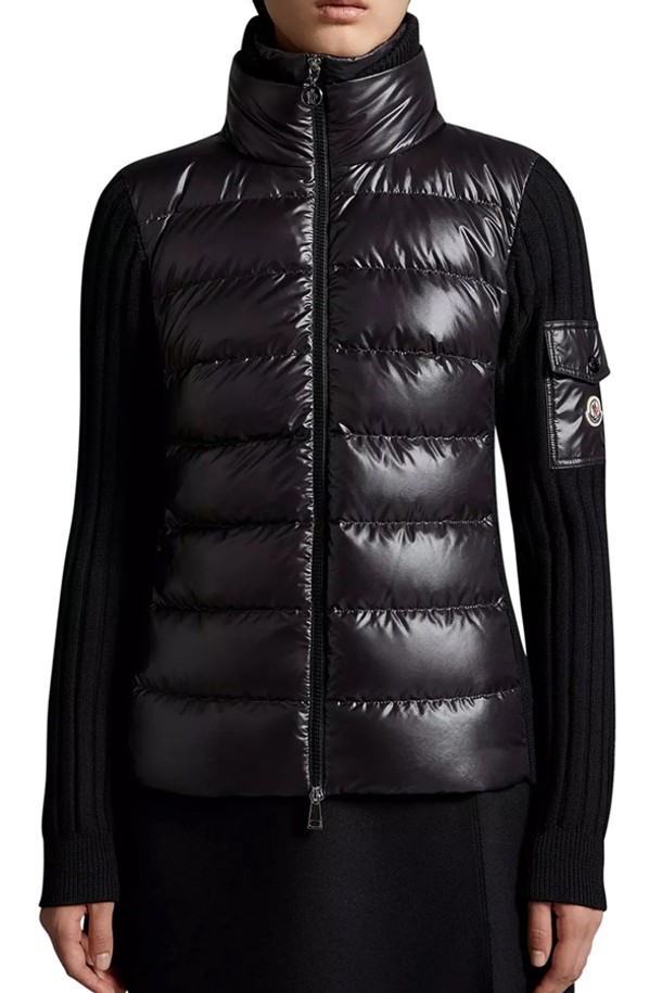 MONCLER - 패딩 - 몽클레어 여성 암로고 패딩 울 믹스 자켓 (블랙) 9B00024 M1131 999