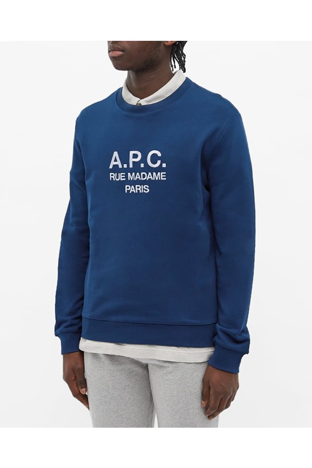 A.P.C. - 긴팔티셔츠 - 아페쎄 남성 APC 로고 맨투맨 (네이비) COEBH H27500 IAJ