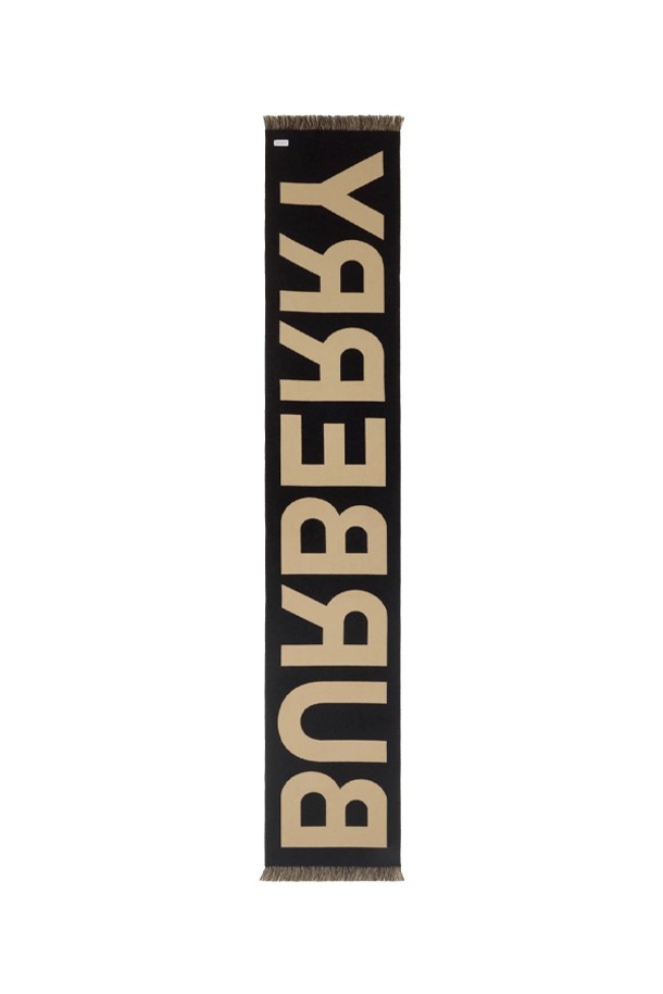 BURBERRY - 스카프/머플러 - 버버리 로고 울 자카드 머플러 스카프 (베이지블랙) 8057147