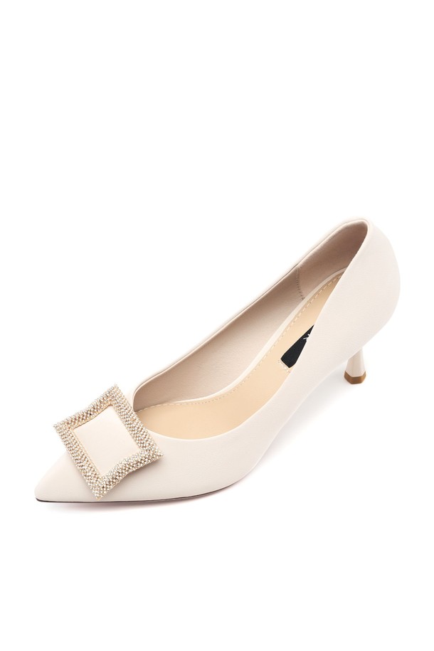 SPUR - 펌프스 - Jade Square Crystal Pumps Heel -UA9007 (3color)