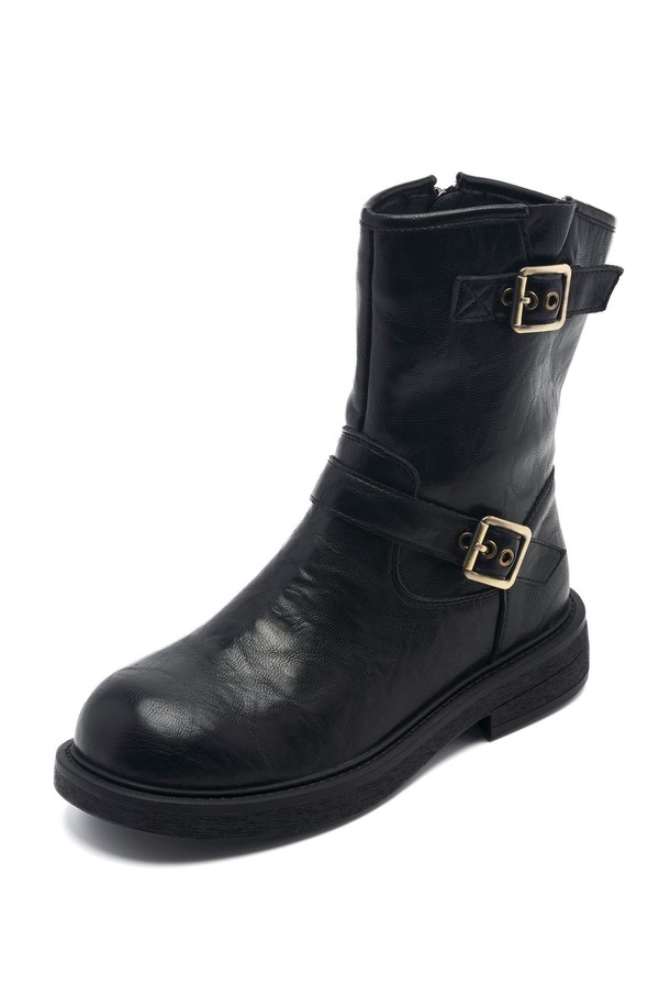 SPUR - 부츠/워커 - Wrinkle Cow Leather Biker Boot -UA9061 (2color)