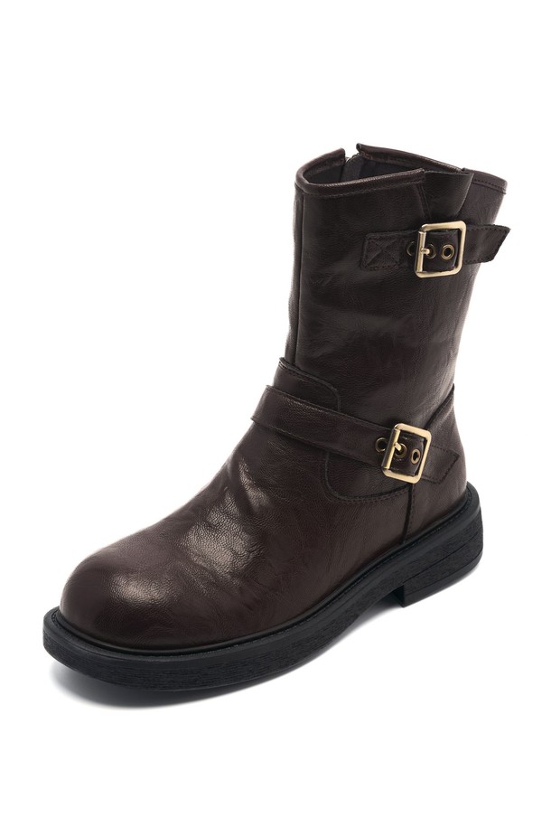 SPUR - 부츠/워커 - Wrinkle Cow Leather Biker Boot -UA9061 (2color)