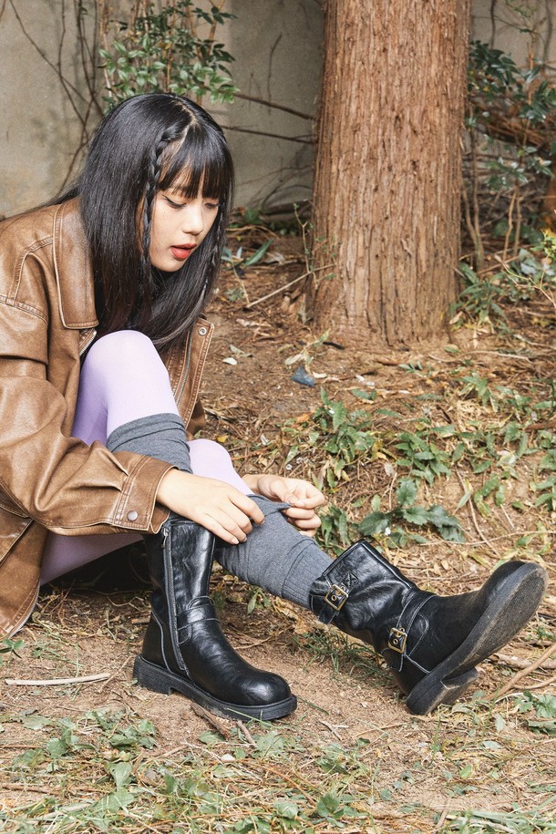 SPUR - 부츠/워커 - Wrinkle Cow Leather Biker Boot -UA9061 (2color)