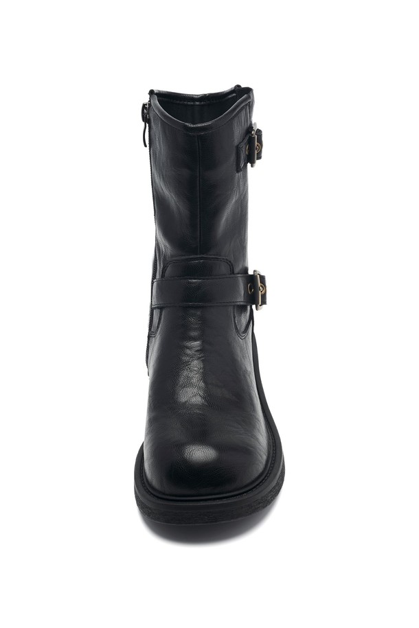 SPUR - 부츠/워커 - Wrinkle Cow Leather Biker Boot -UA9061 (2color)