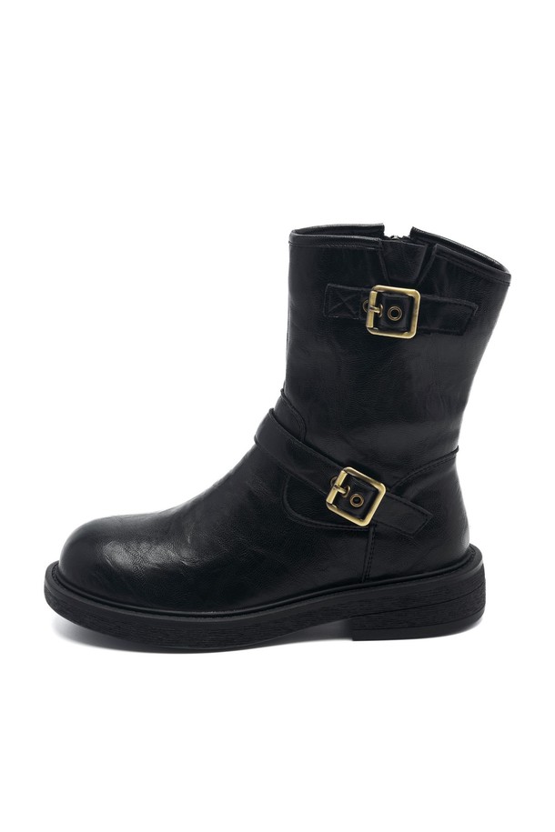 SPUR - 부츠/워커 - Wrinkle Cow Leather Biker Boot -UA9061 (2color)