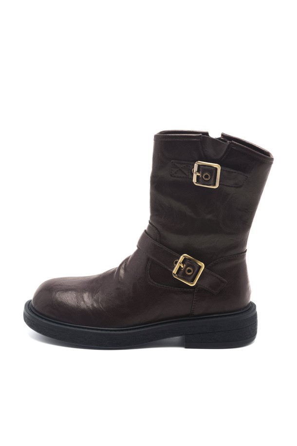 SPUR - 부츠/워커 - Wrinkle Cow Leather Biker Boot -UA9061 (2color)