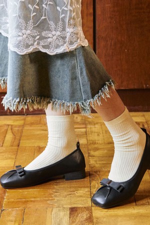 Pleats Bow 리본 플랫슈즈 2.5cm -UA9022 (3color)