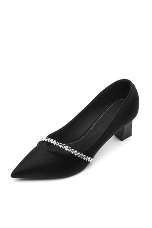 Jade Oblique Crystal Pumps Heel -VA9022 (2color)