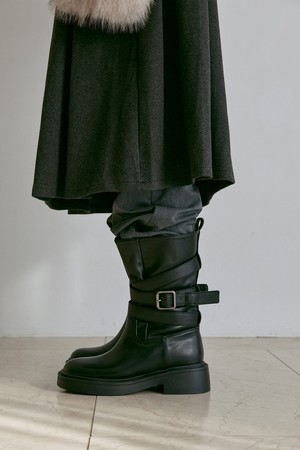 [예약배송 12월 10일] Keil wrinkle belted mid-boots 벨티드 미들 부츠 5.5CM -VA9073 (2color)