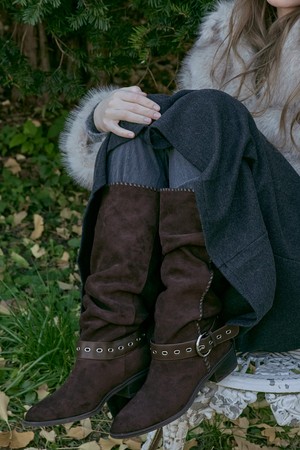 Giesel belted Western boots 스웨이드 웨스턴 부츠 4.5CM -VA9063 (2color)