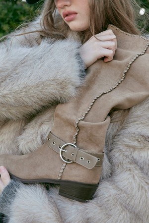 Giesel belted Western boots 스웨이드 웨스턴 부츠 4.5CM -VA9063 (2color)