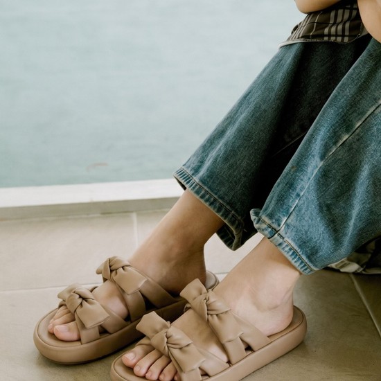 Roa Double Bow Softly Sandal  샌들 슬리퍼 4cm -US9073 (3color)