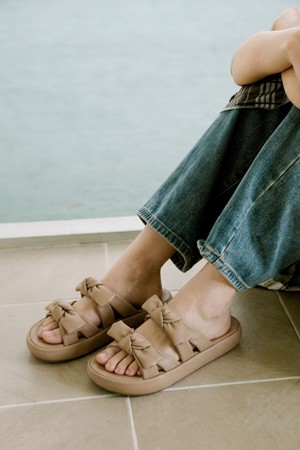 Roa Double Bow Softly Sandal  샌들 슬리퍼 4cm -US9073 (3color)
