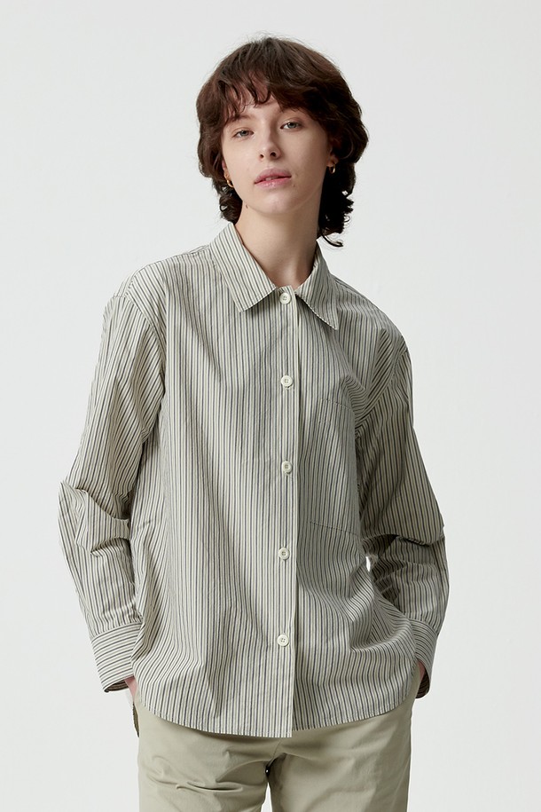 STUDIO SÉCANTE - 셔츠 - RAFFINE Shirt (Ash Blue Stripe)