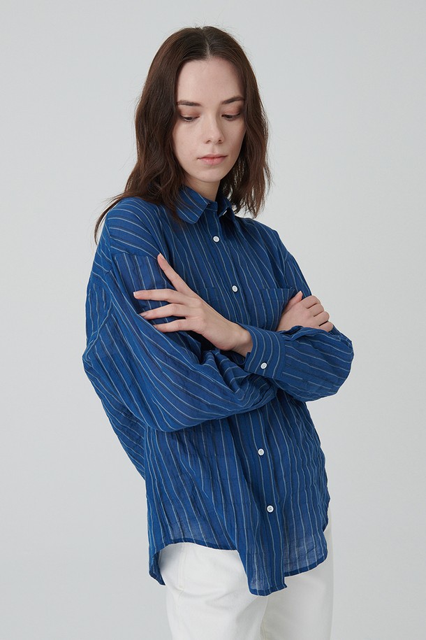 STUDIO SÉCANTE - 셔츠 - MATISSE Linen Blended Shirt (Blue Stripe)