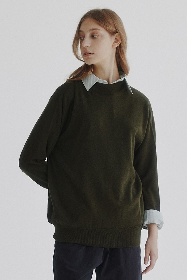 STUDIO SÉCANTE - 스웨터 - FREYA Merino Wool Knit (Olive Khaki)