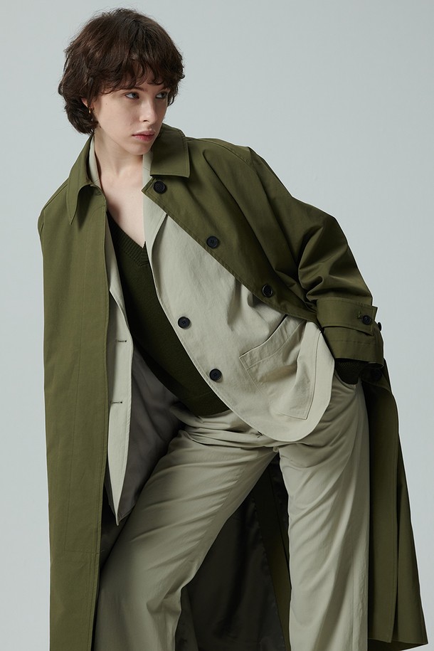 STUDIO SÉCANTE - 트렌치코트 - DUKE Soutien Collar Coat (Khaki)