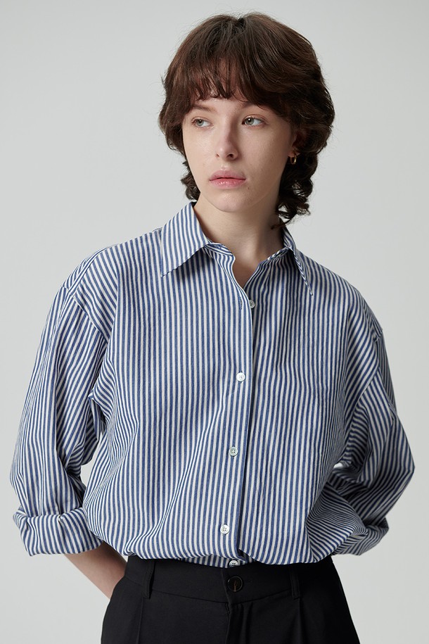 STUDIO SÉCANTE - 셔츠 - LENTE Shirt (Blue Indigo Stripe)