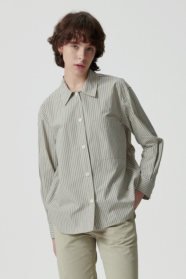 STUDIO SÉCANTE - 셔츠 - RAFFINE Shirt (Ash Blue Stripe)