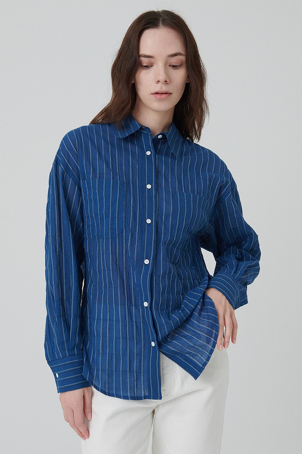 STUDIO SÉCANTE - 셔츠 - MATISSE Linen Blended Shirt (Blue Stripe)