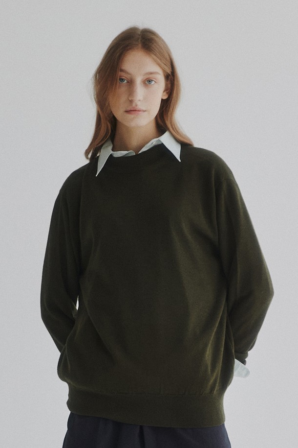 STUDIO SÉCANTE - 스웨터 - FREYA Merino Wool Knit (Olive Khaki)