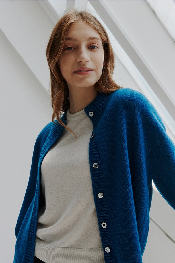 STUDIO SÉCANTE - 가디건 - CAMELLIA Cashmere Cardigan (Siena Blue)