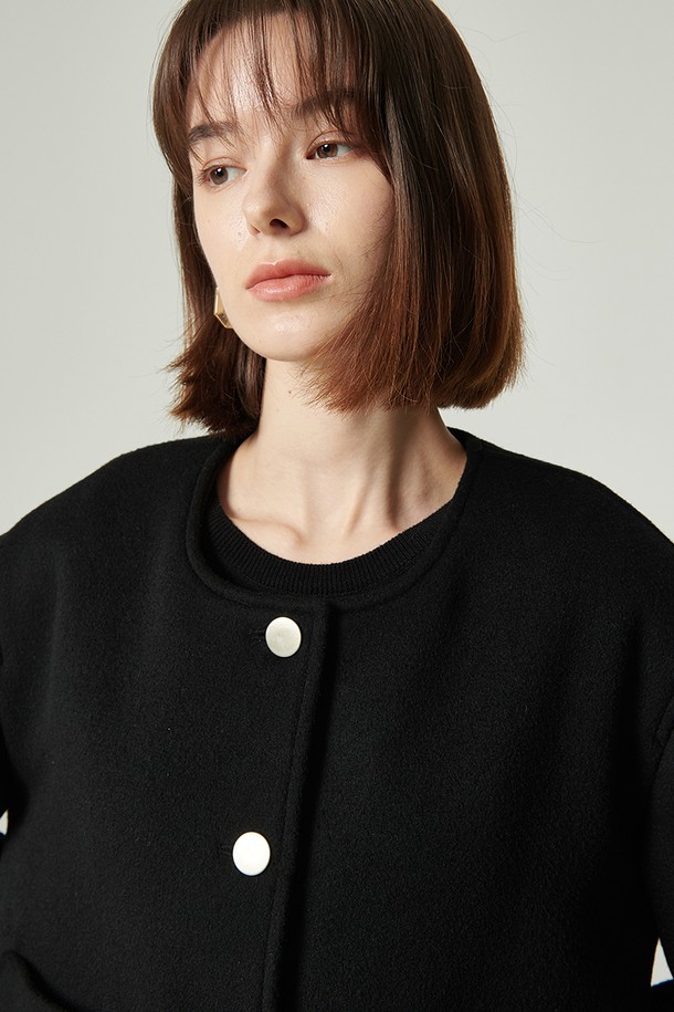 STUDIO SÉCANTE - 코트 - NANA Wool Round-Collar Outer (Winter Black)