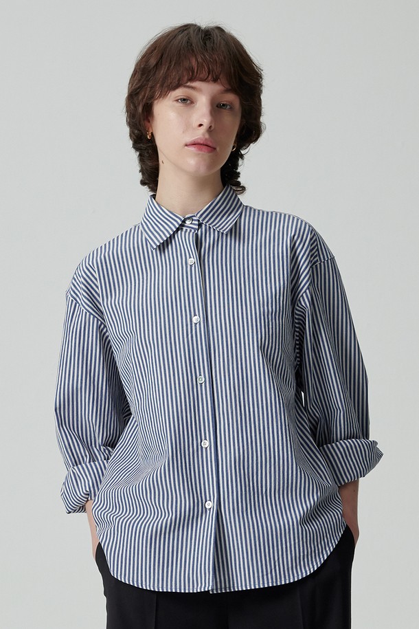 STUDIO SÉCANTE - 셔츠 - LENTE Shirt (Blue Indigo Stripe)