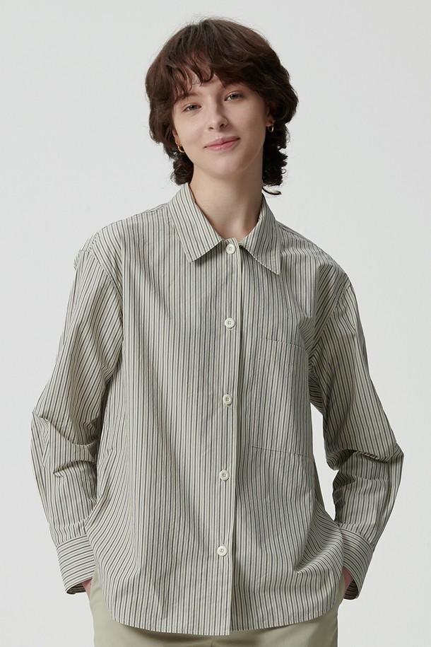 STUDIO SÉCANTE - 셔츠 - RAFFINE Shirt (Ash Blue Stripe)