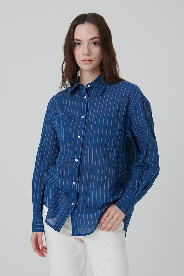 STUDIO SÉCANTE - 셔츠 - MATISSE Linen Blended Shirt (Blue Stripe)