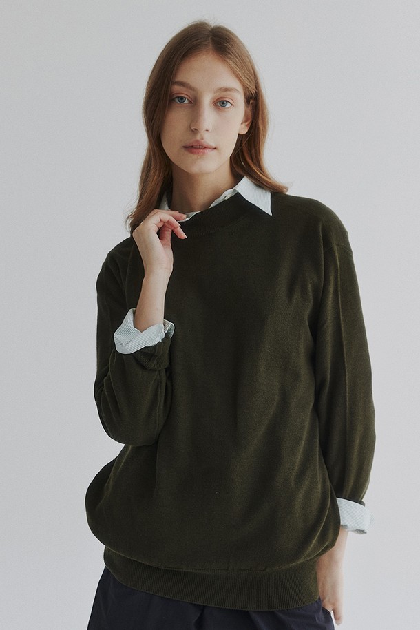 STUDIO SÉCANTE - 스웨터 - FREYA Merino Wool Knit (Olive Khaki)