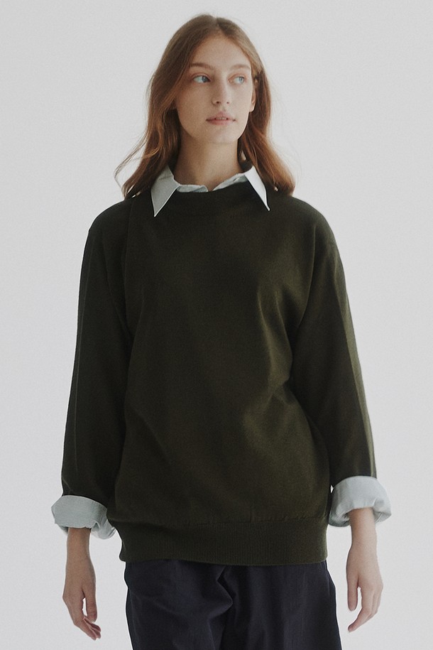 STUDIO SÉCANTE - 스웨터 - FREYA Merino Wool Knit (Olive Khaki)