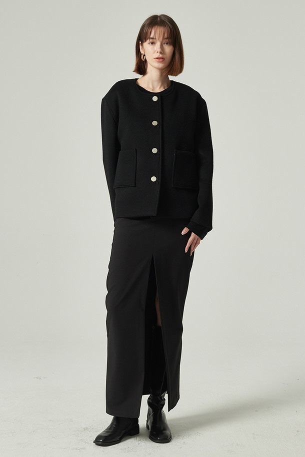 STUDIO SÉCANTE - 코트 - NANA Wool Round-Collar Outer (Winter Black)