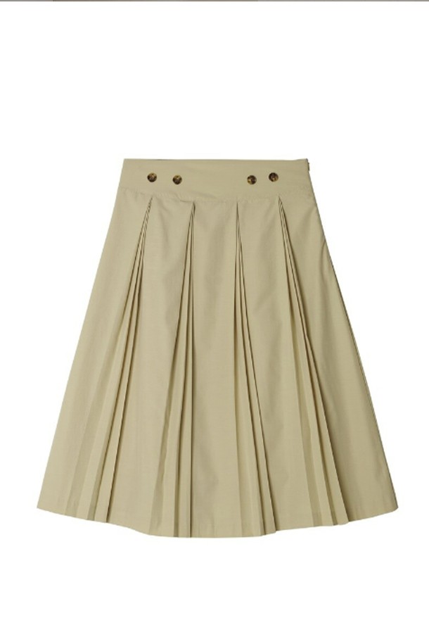 Mayver U - 미디스커트 - Darlin Triple Wrinkle Skirt _ Beige